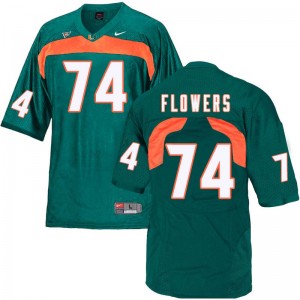 Men Ereck Flowers Green University of Miami College Football #74 Jersey 451205-382