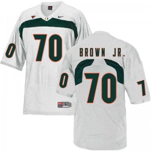 Men George Brown Jr. White Hurricanes College Football #70 Jersey 350658-383