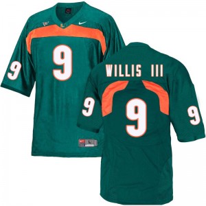 Men Gerald Willis III Green Miami College Football #9 Jersey 167619-829