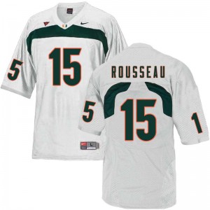 Men Gregory Rousseau White University of Miami College Football #15 Jersey 901223-397