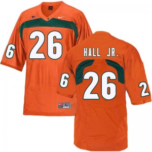 Men Gurvan Hall Jr. Orange Miami Hurricanes College Football #26 Jersey 283193-811