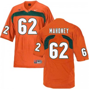 Men Hayden Mahoney Orange University of Miami College Football #62 Jersey 468270-580