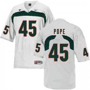 Men Jack Pope White University of Miami College Football #45 Jersey 880874-352