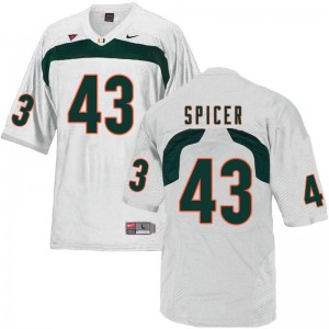 Men Jack Spicer White Miami College Football #43 Jersey 119154-788