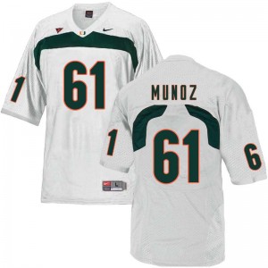 Men Jacob Munoz White University of Miami College Football #61 Jersey 124724-110