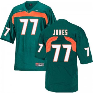 Men Jahair Jones Green Miami College Football #77 Jersey 378951-419