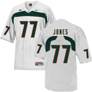 Men Jahair Jones White Miami College Football #77 Jersey 634907-269
