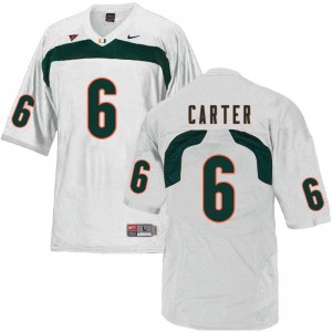 Men Jamal Carter White University of Miami College Football #6 Jersey 940935-680