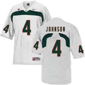 Men Jaquan Johnson White Miami College Football #4 Jersey 495406-902