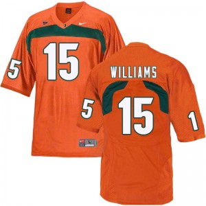 Men Jarren Williams Orange Miami Hurricanes College Football #15 Jersey 702380-518