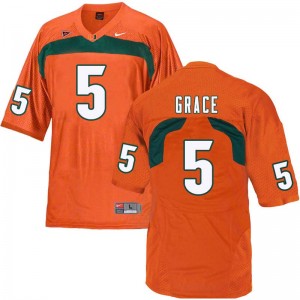 Men Jermaine Grace Orange Miami College Football #5 Jersey 734393-401