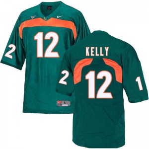 Men Jim Kelly Green Hurricanes College Football #12 Jersey 646629-867