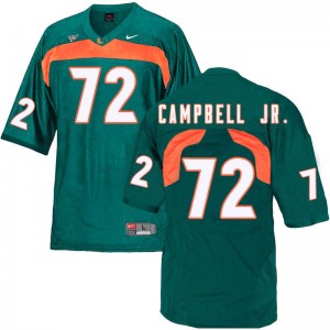 Men John Campbell Jr. Green University of Miami College Football #72 Jersey 992038-577