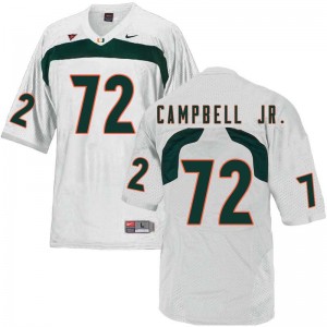 Men John Campbell Jr. White University of Miami College Football #72 Jersey 652642-296
