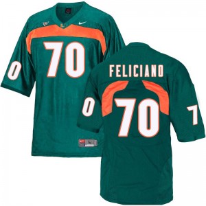 Men Jon Feliciano Green Hurricanes College Football #70 Jersey 648257-977