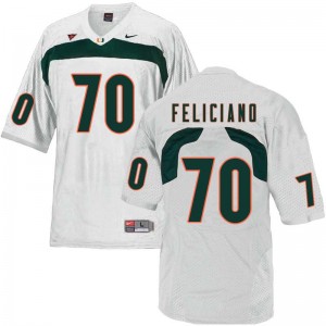 Men Jon Feliciano White Miami Hurricanes College Football #70 Jersey 181430-650