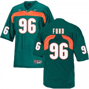 Men Jonathan Ford Green Miami Hurricanes College Football #96 Jersey 298529-571