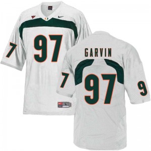Men Jonathan Garvin White University of Miami College Football #97 Jersey 573204-400