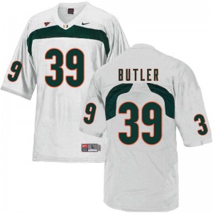 Men Jordan Butler White Miami Hurricanes College Football #39 Jersey 605252-550