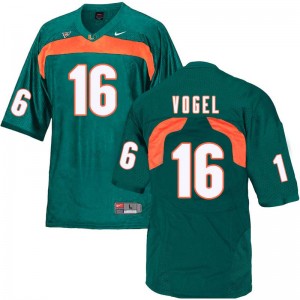 Men Justin Vogel Green Hurricanes College Football #16 Jersey 175543-160