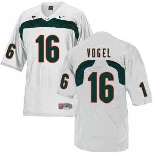 Men Justin Vogel White Hurricanes College Football #16 Jersey 214802-660
