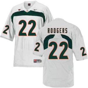 Men Kacy Rodgers White Hurricanes College Football #22 Jersey 772566-939
