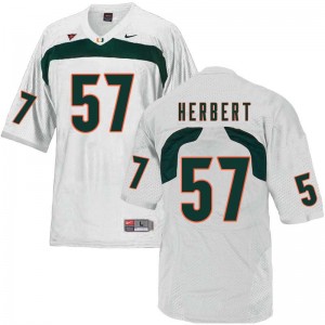Men Kai-Leon Herbert White Miami College Football #57 Jersey 482675-190
