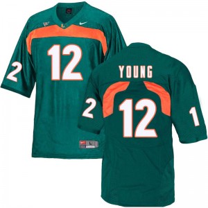 Men Malek Young Green Hurricanes College Football #12 Jersey 232065-793