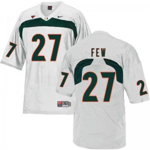 Men Marshall Few White Hurricanes College Football #27 Jersey 475290-757