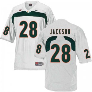 Men Michael Jackson White Hurricanes College Football #28 Jersey 371663-192