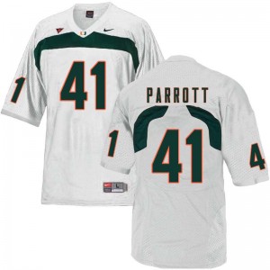 Men Michael Parrott White University of Miami College Football #41 Jersey 818235-439