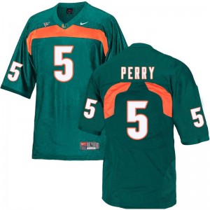 Men NKosi Perry Green Miami Hurricanes College Football #5 Jersey 954539-130