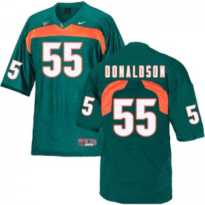 Men Navaughn Donaldson Green Hurricanes College Football #55 Jersey 953492-396