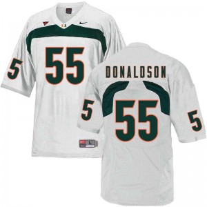 Men Navaughn Donaldson White University of Miami College Football #55 Jersey 923676-218