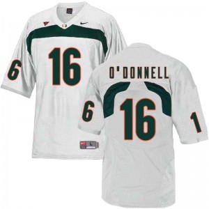 Men Pat O'Donnell White Miami College Football #16 Jersey 729436-289