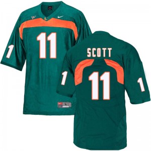 Men Rashawn Scott Green Miami Hurricanes College Football #11 Jersey 633027-102