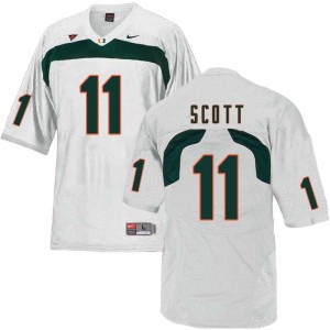 Men Rashawn Scott White Miami College Football #11 Jersey 520246-751
