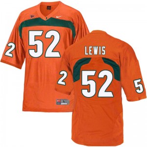 Men Ray Lewis Orange Hurricanes College Football #52 Jersey 211591-938