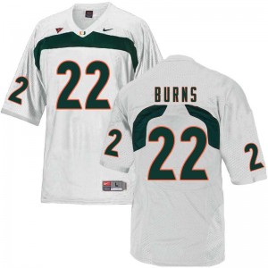 Men Robert Burns White University of Miami College Football #22 Jersey 338451-200