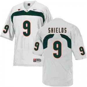 Men Sam Shields White Miami College Football #9 Jersey 234444-911