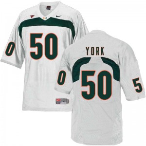 Men Sam York White University of Miami College Football #50 Jersey 210228-457