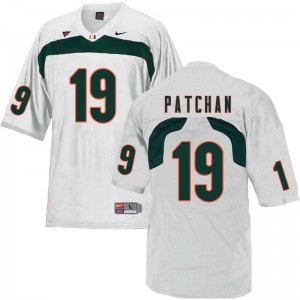 Men Scott Patchan White Miami Hurricanes College Football #19 Jersey 566929-556