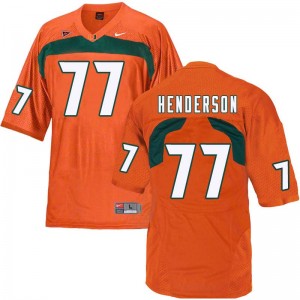 Men Seantrel Henderson Orange University of Miami College Football #77 Jersey 734008-456