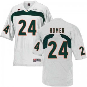 Men Travis Homer White Miami College Football #24 Jersey 719354-429