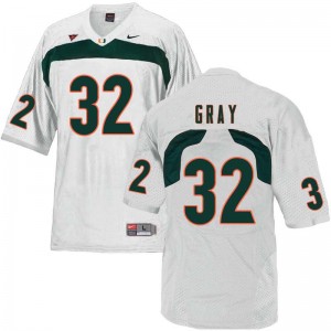 Men Trayone Gray White University of Miami College Football #32 Jersey 152798-330
