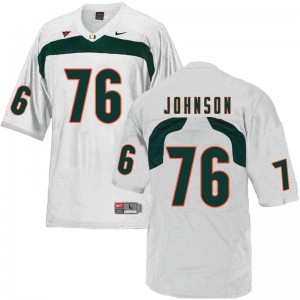 Men Tre Johnson White Hurricanes College Football #76 Jersey 200057-799