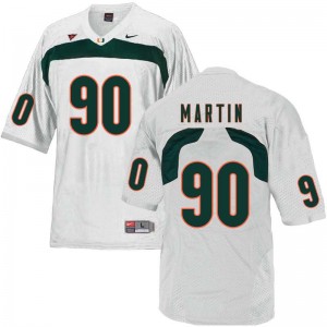 Men Tyreic Martin White Miami College Football #90 Jersey 748852-153