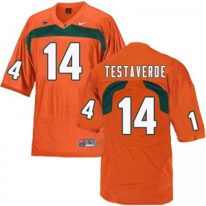Men Vinny Testaverde Orange University of Miami College Football #14 Jersey 669849-865