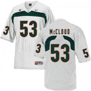 Men Zach McCloud White Hurricanes College Football #53 Jersey 480890-194