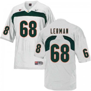 Men Zachary Lerman White Miami College Football #68 Jersey 594928-209
